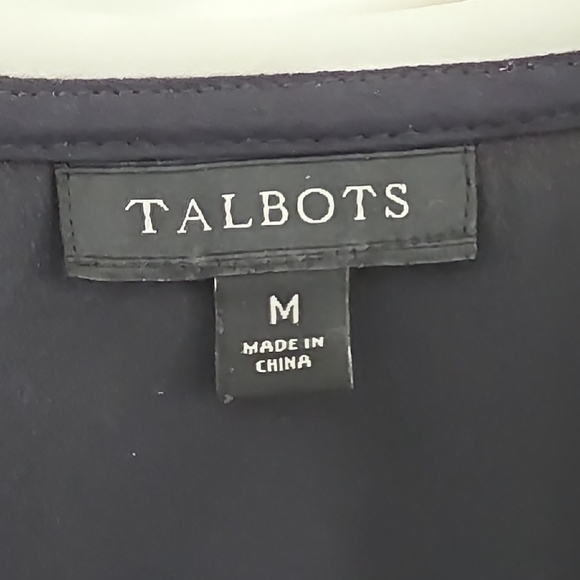 Talbots Black Sleeveless Blouse with White Trim - Picture 2 of 4